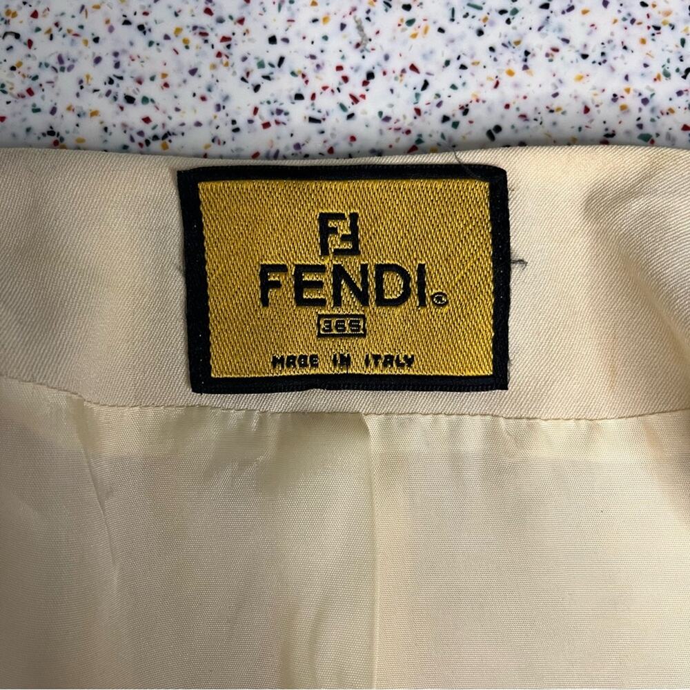 Vintage Fendi Women’s Mock Blazer Ivory Navy Blazer Structured Blouse Size 44 - Picture 7 of 16